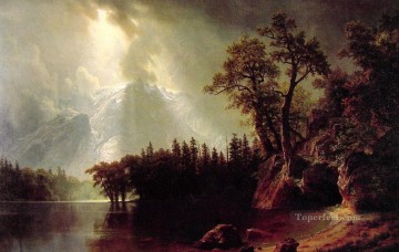  Storm Painting - Passing Storm over the Sierra Nevada Albert Bierstadt Landscapes river